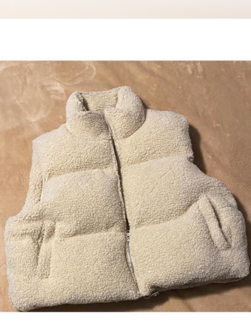 Altar'd State Cream Sherpa Puffer Vest Sz L